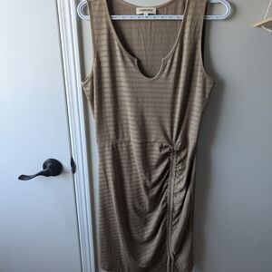 NWOT Beige Ruched Mini Dress